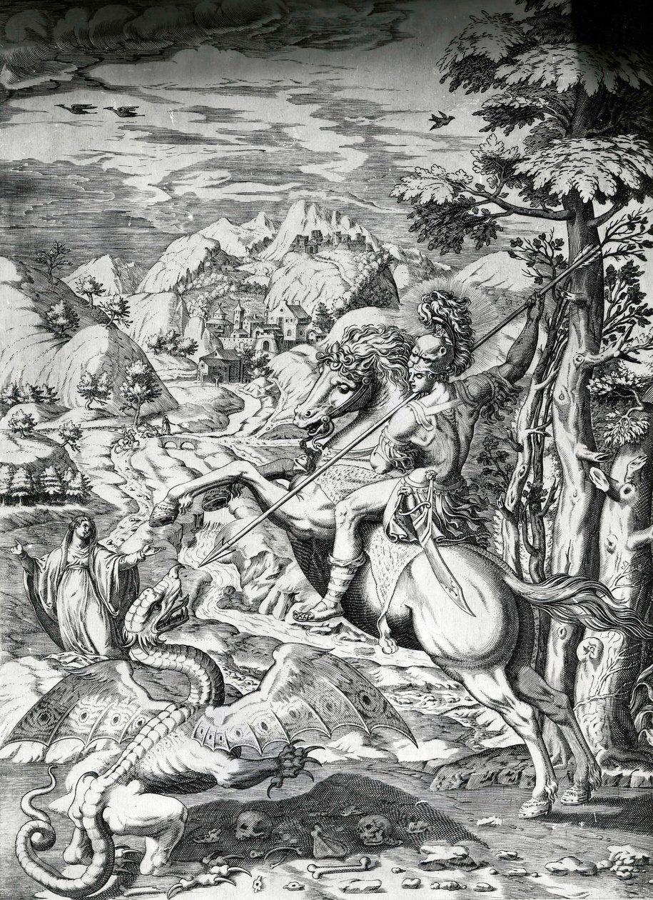 Saint Georges et le Dragon, XVIe siècle - Dutch School