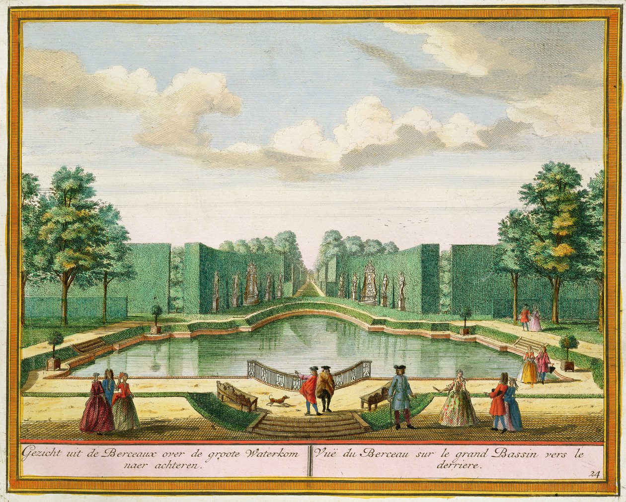 Vue de la tonnelle sur le grand lac, de Het Zeganplant Kennemerlant, par Hendrick de Leth et Matthias Brouerius Van Nidek, publié c.1700-1730 - Dutch School