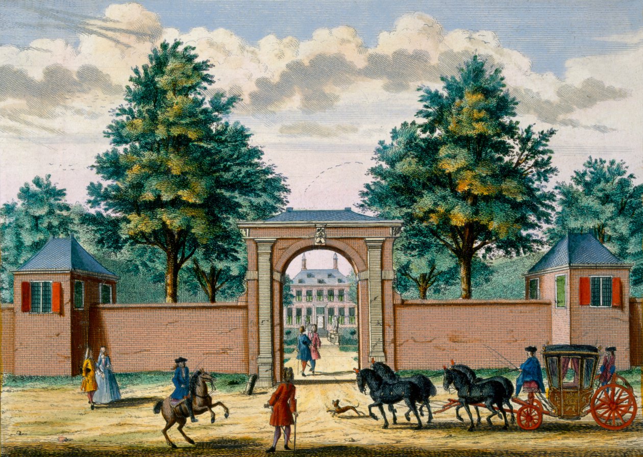 Vue de la maison Akredam, de Het Zeganpralent Kennemerlant par Hendrick de Leth et Matthias Brouerius Van Nidek, publié vers 1700-1730 - Dutch School