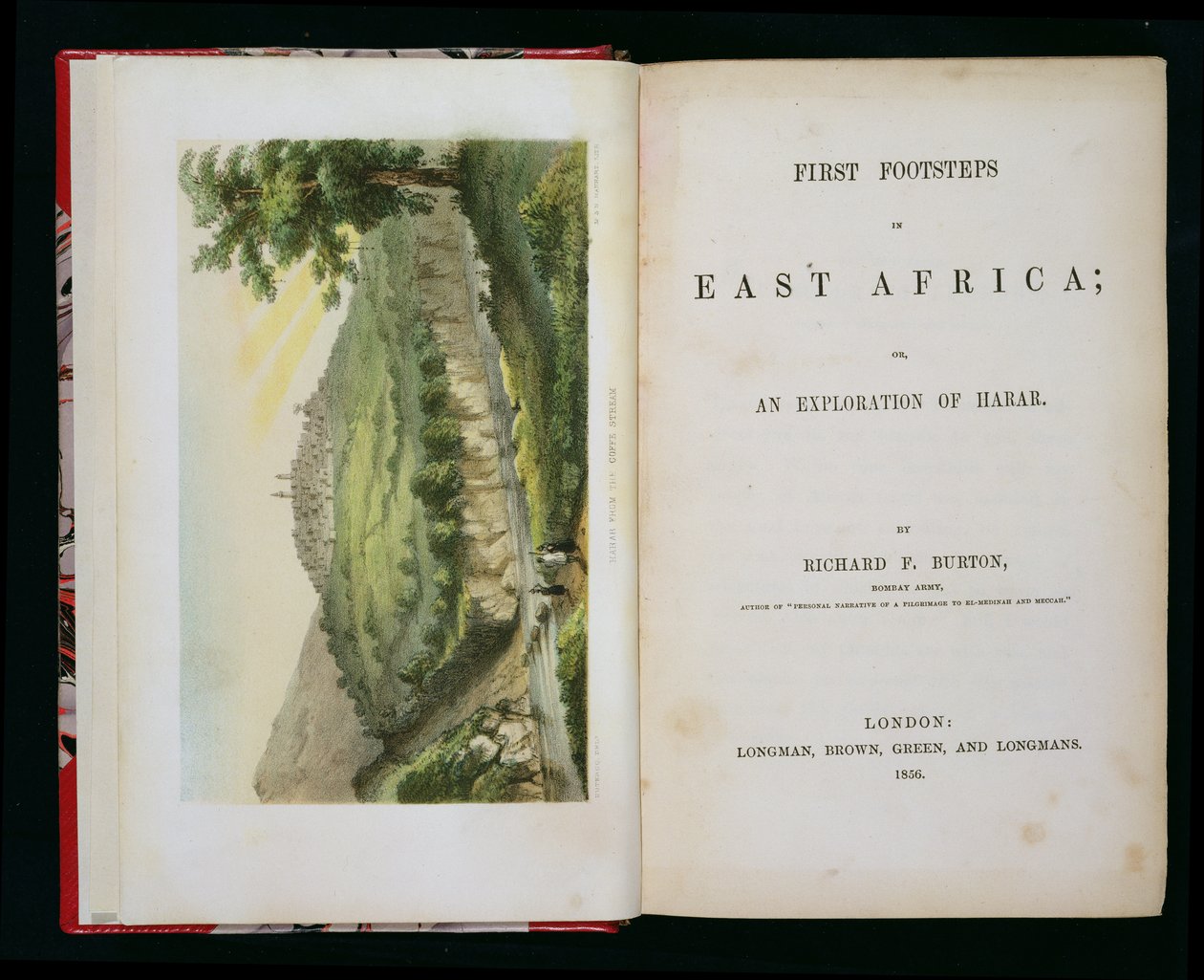 Harar depuis le ruisseau de café, tiré de First Footsteps in East Africa: An Exploration of Harar, par Richard F. Burton (1821-90), gravé par M & N Hanhart - Duteroq