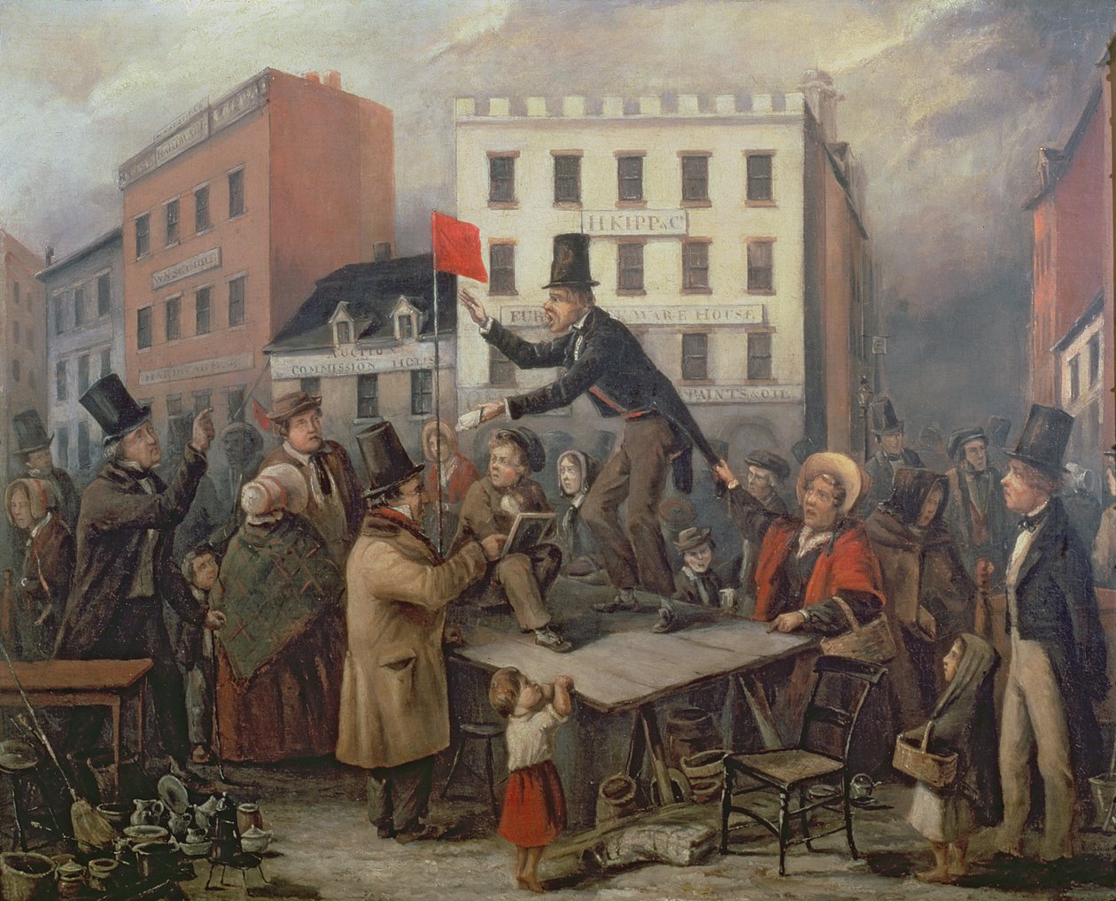Enchères dans la rue Chatam, New York, 1843 - E. Didier