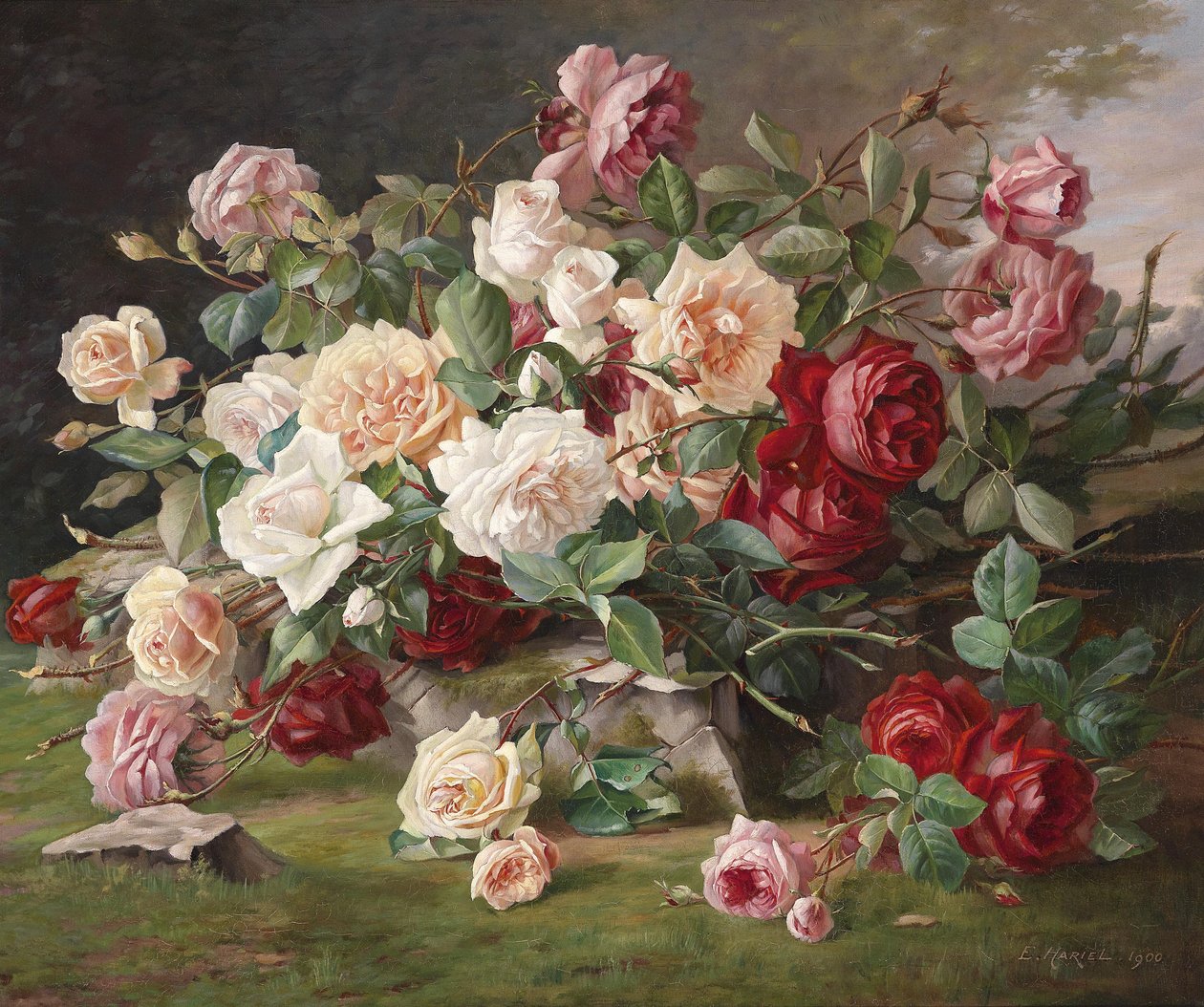 Nature morte de roses - E. Hariel