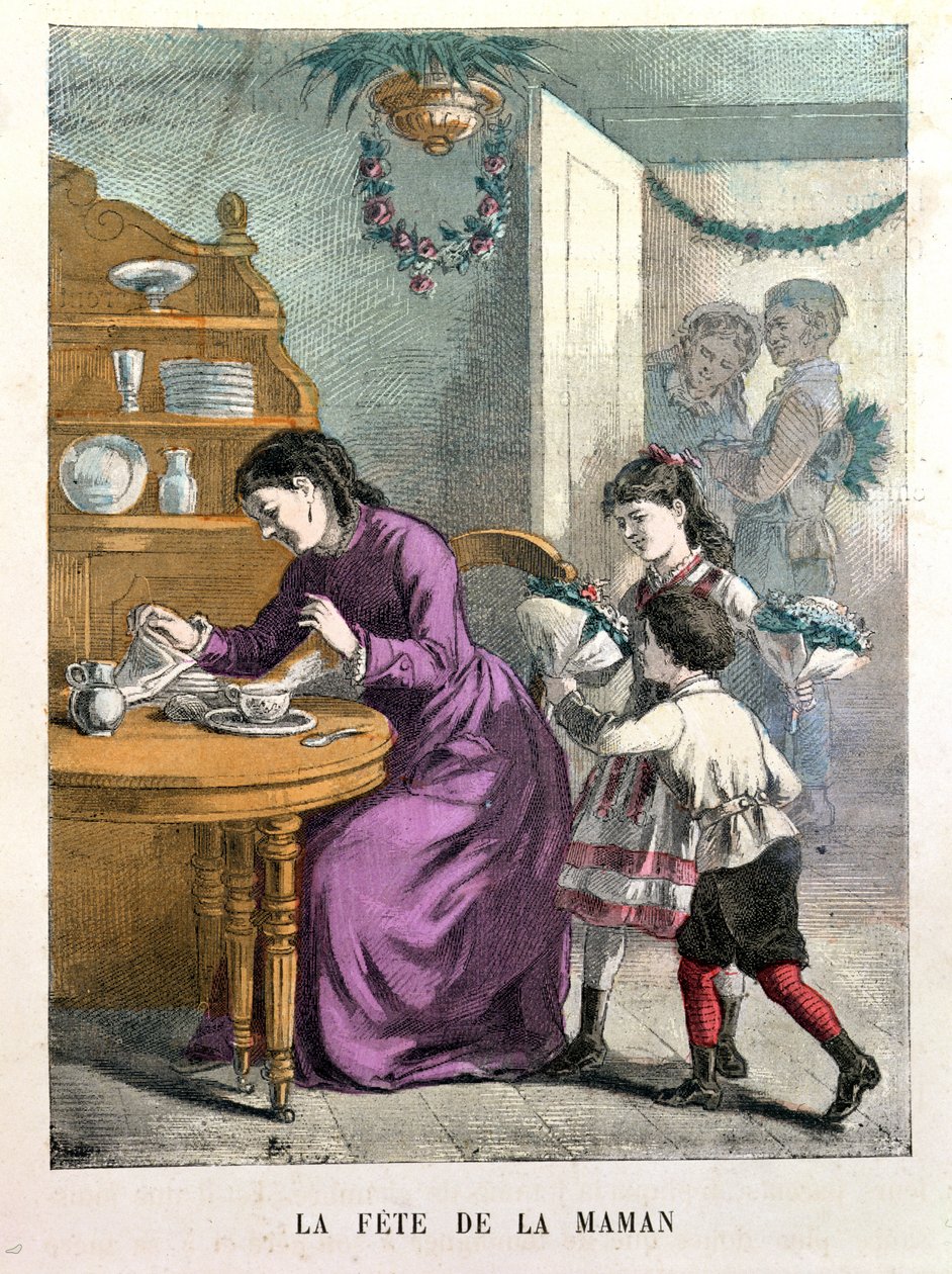 La Fête de la Maman, illustration de Beaux Jours et Fêtes des Petits Enfants par A. des Tilleuls, fin du 19ème siècle - E. Morel