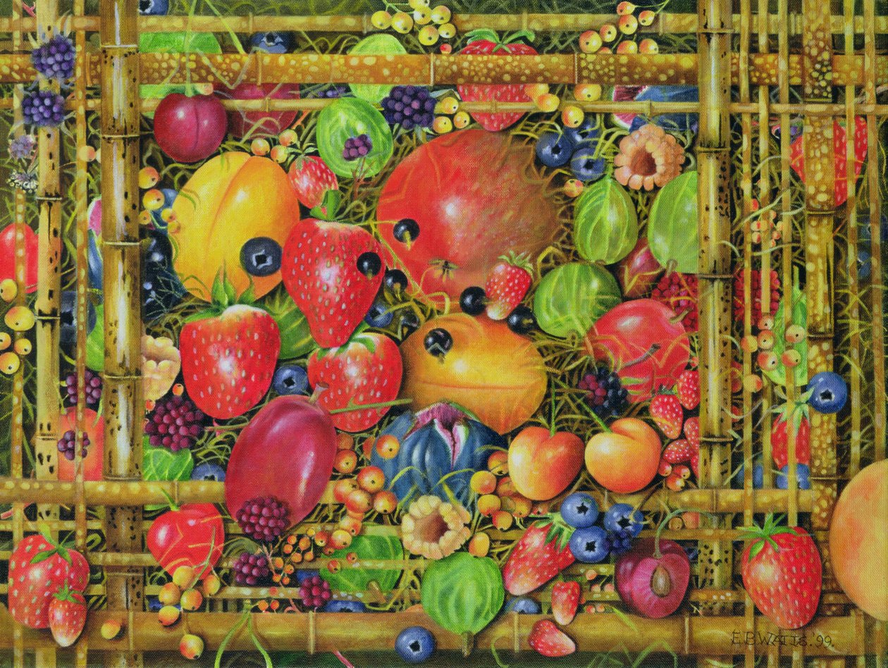 Fruits dans une boîte en bambou, 1999 - E.B. Watts