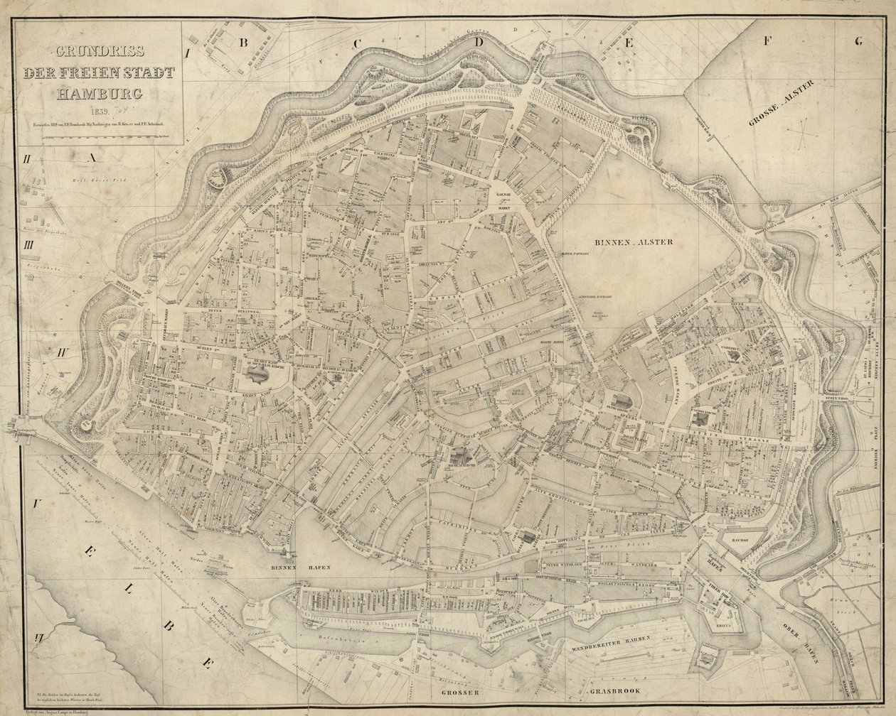 Carte de Hambourg (1839) - E.F. m.fl. Bernhardt