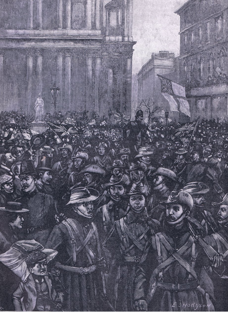 Les CIVs descendant Ludgate Hill, en route vers la Maison de la Masion à la gare de Waterloo, illustration de l