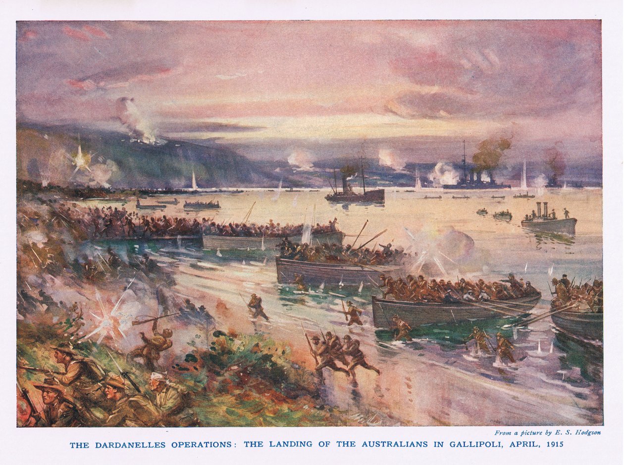 Les opérations des Dardanelles : le débarquement des Australiens à Gallipoli, avril 1915 - E.S. Hodgson