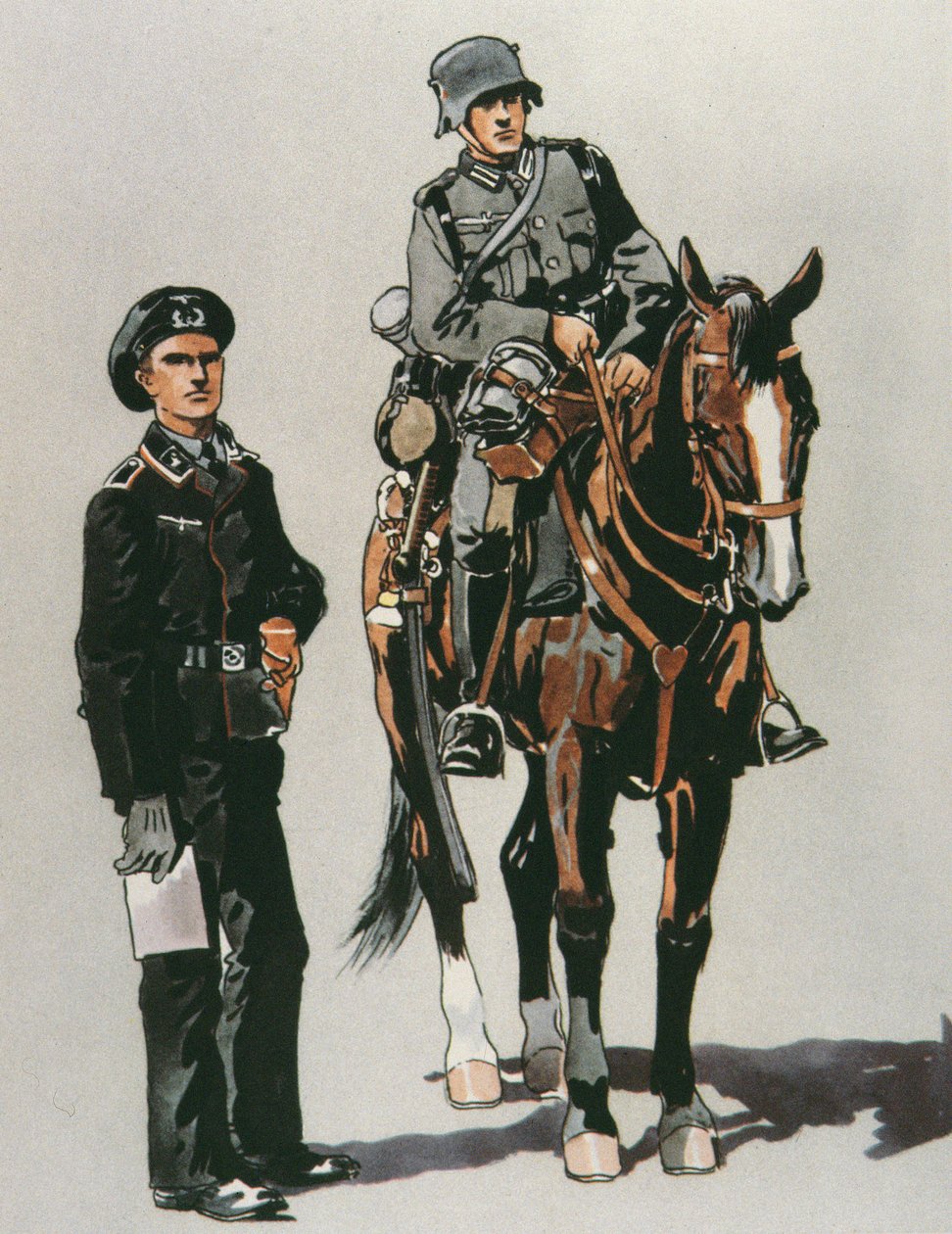 Officier de char et soldat monté de l