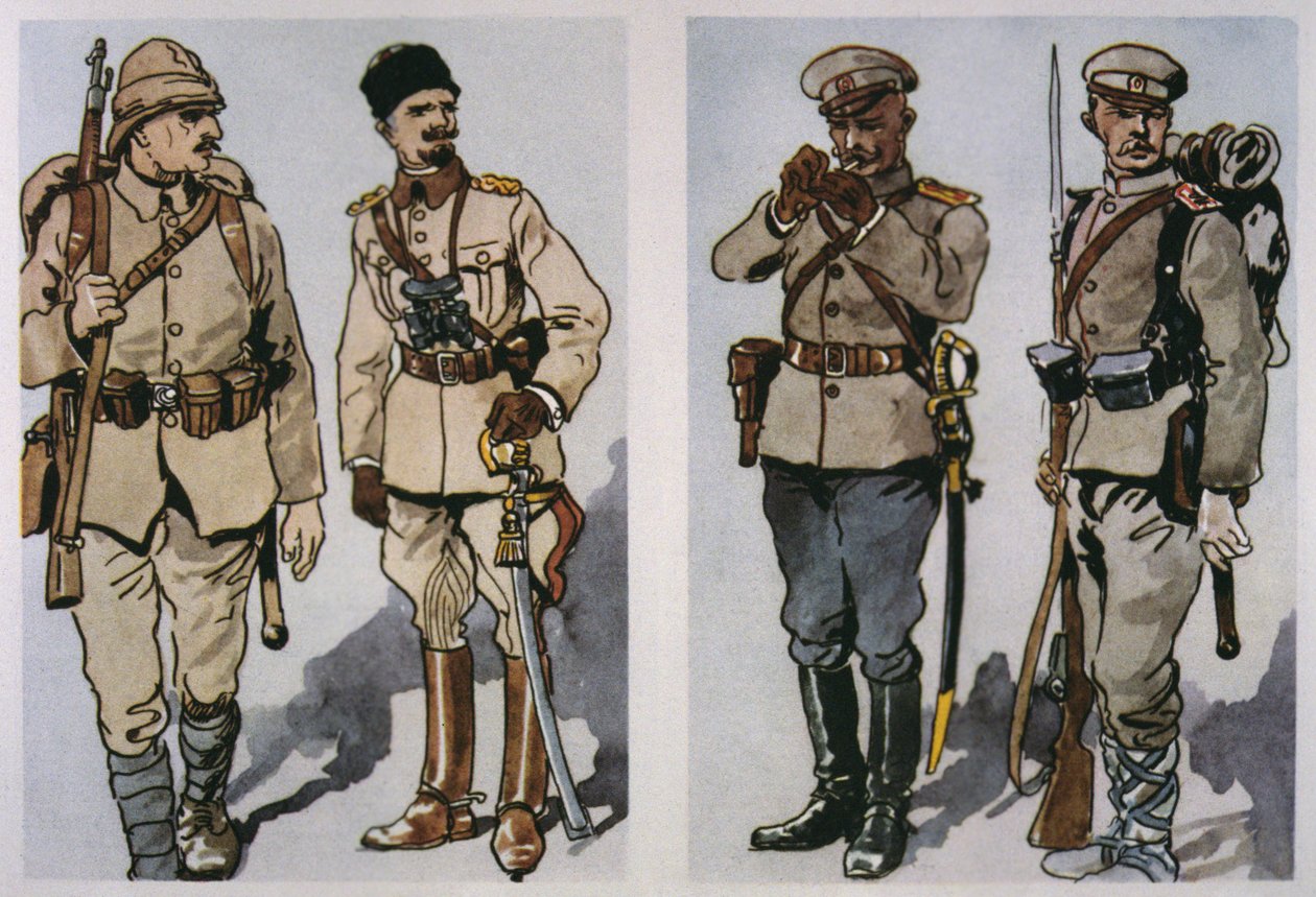 Fantassin et officier turcs (à gauche) et officier d