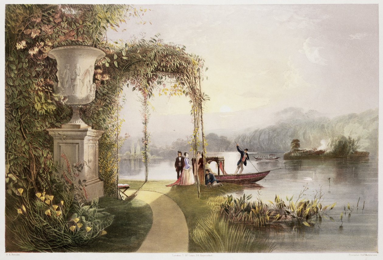 Le lac, jardins de Trentham Hall, de 