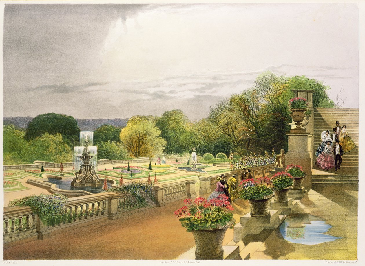 Le Parterre, Harewood House près de Leeds, publié par Thomas McLean - E. Adveno Brooke