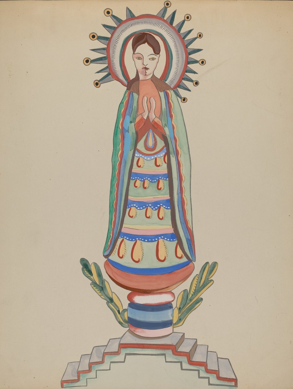 Nouveau-Mexique, "Bulto", figure en bois polychrome - E. Boyd
