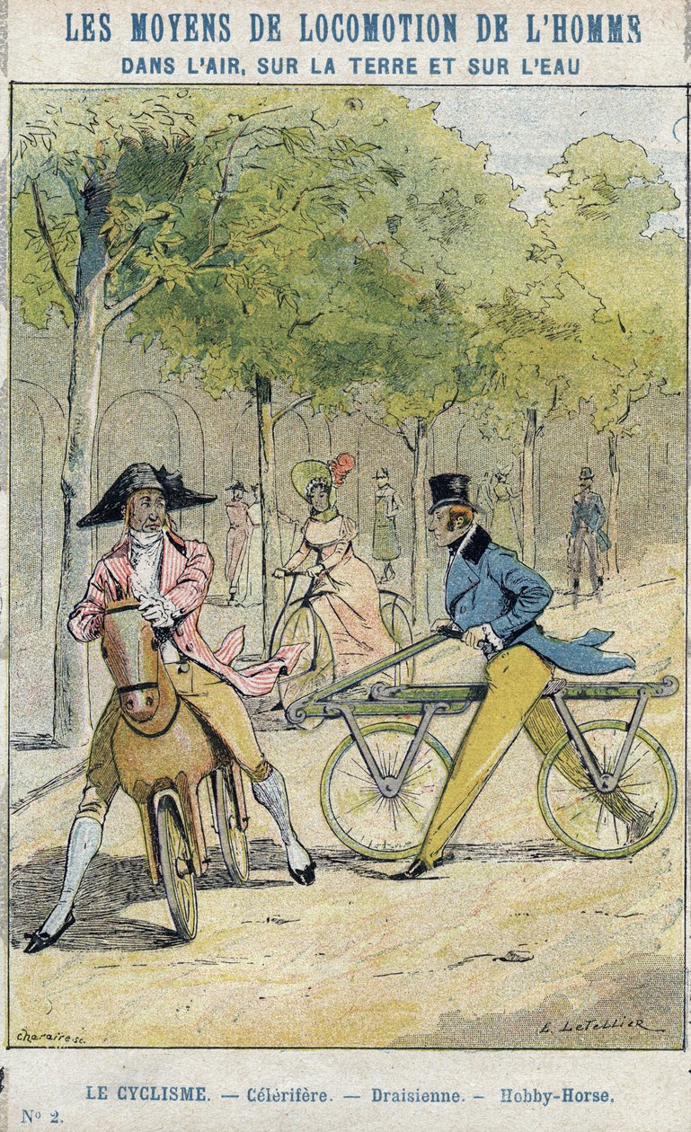 Vélocipèdes - Célérifère anglais - Draisienne, ancêtre de la bicyclette - D