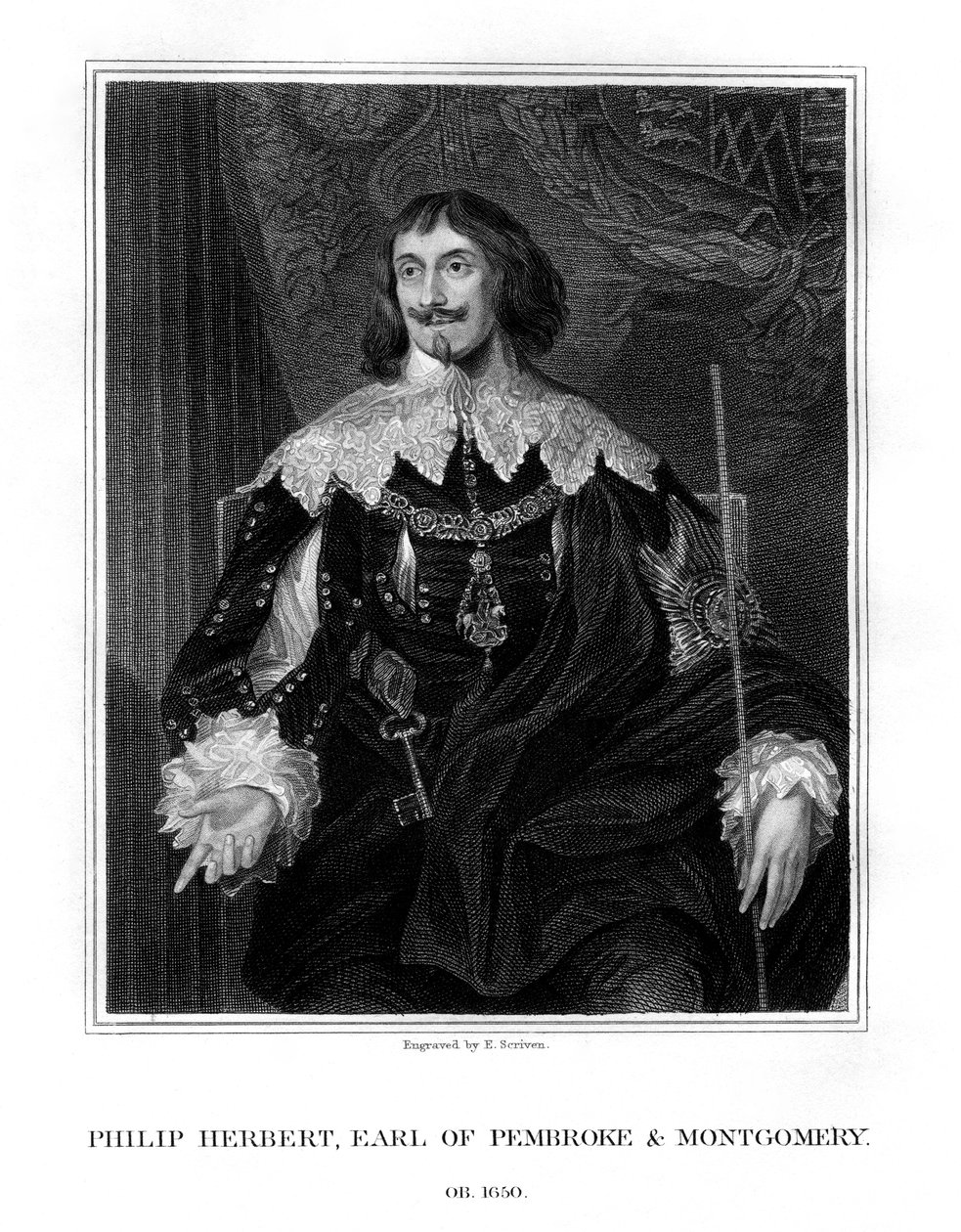 Philip Herbert, 4e comte de Pembroke, courtisan et politicien, 1828 - E. Scriven