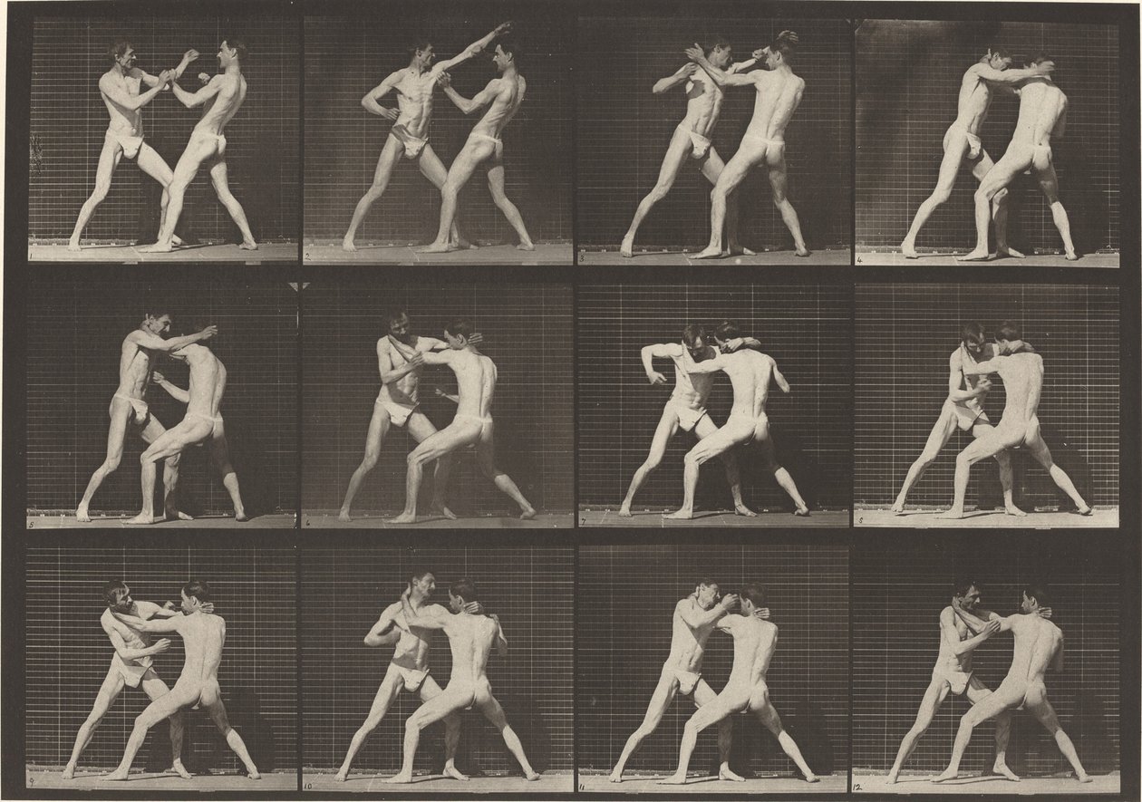 Planche numéro 340. Boxe, chaussures à main ouverte, 1887 - Eadweard Muybridge