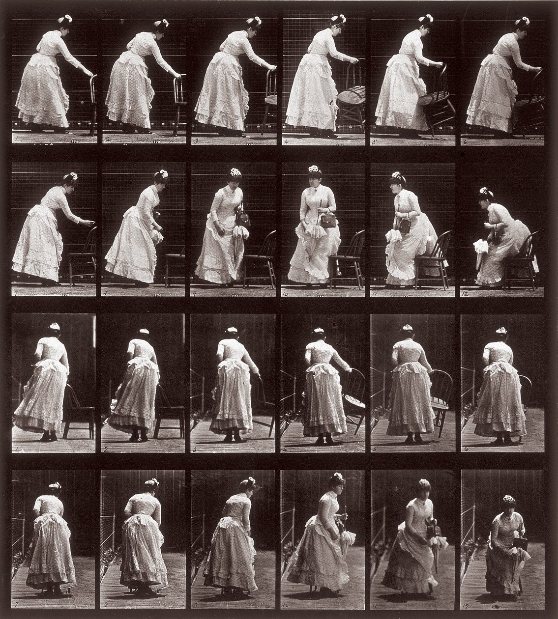 Locomotion animale, planche 265 : séquence avec une femme s