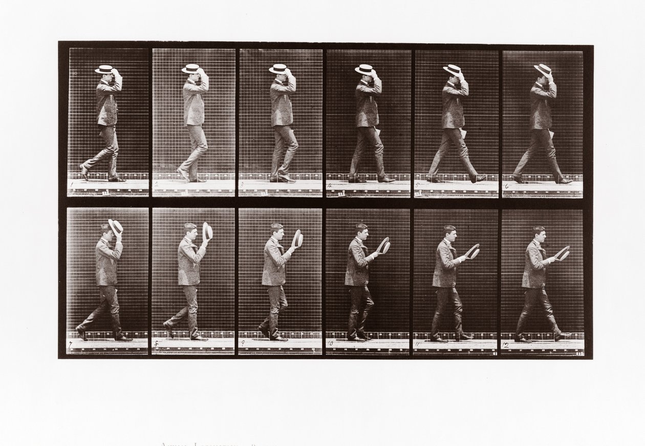 Homme enlevant son canotier, Planche 44 de Animal Locomotion, 1887 - Eadweard Muybridge