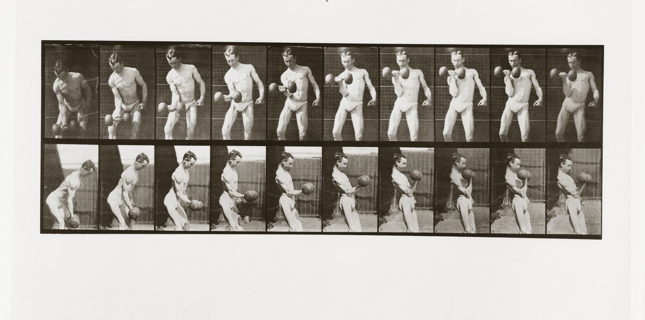 Homme levant un haltère, Planche 324 de Animal Locomotion, 1887 - Eadweard Muybridge