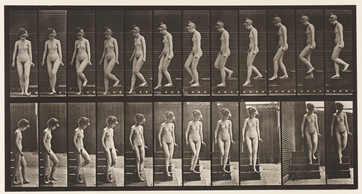 Planche 137. Descendre les escaliers, se retourner - Eadweard Muybridge
