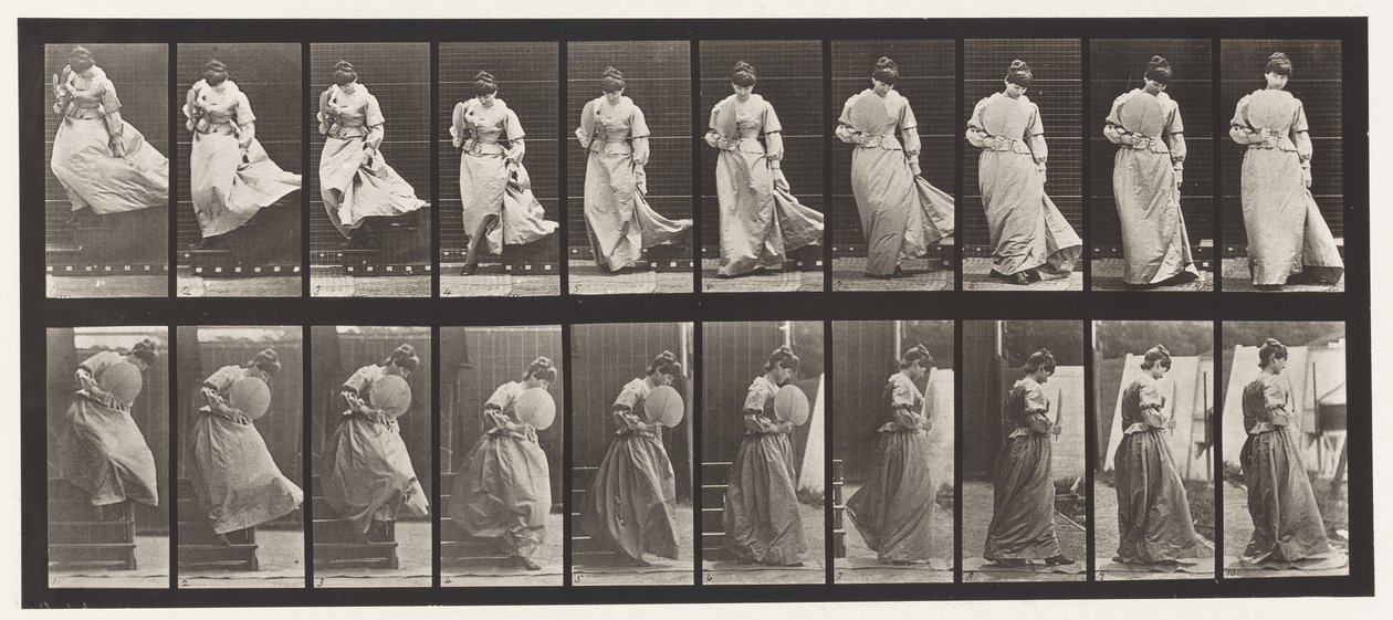 Planche 142. Descente des escaliers, robe accrochée en tournant - Eadweard Muybridge