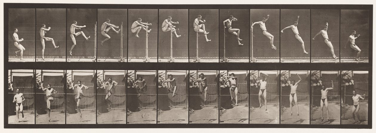 Planche 152. Sauter; saut en hauteur en ligne droite (chaussures) - Eadweard Muybridge