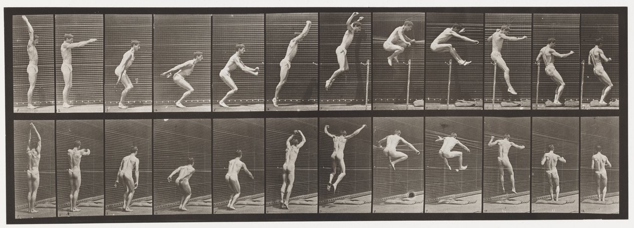Plaque 161. Sauter; saut en hauteur debout - Eadweard Muybridge