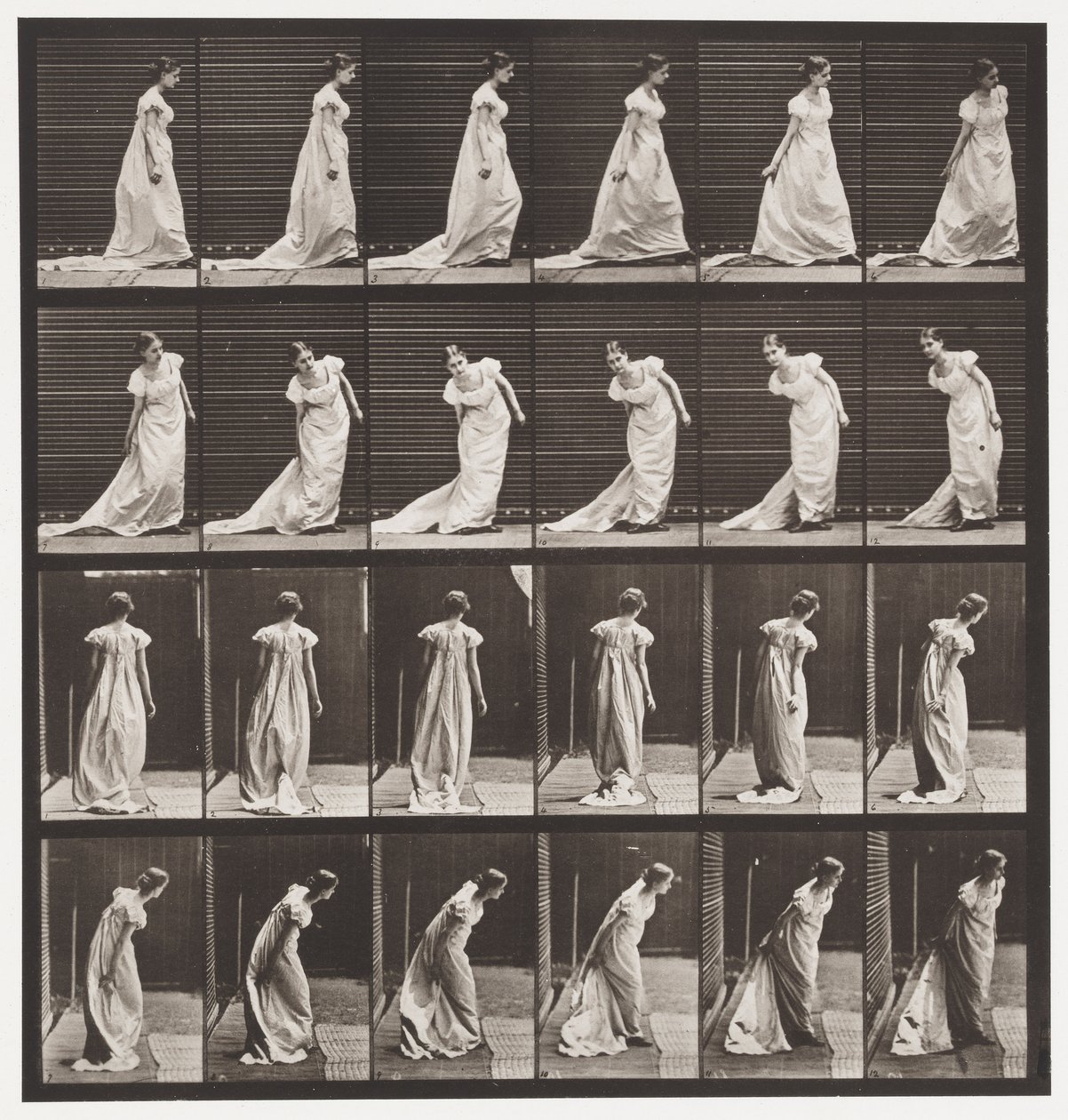 Se pencher pour arranger une traîne et se retourner - Eadweard Muybridge