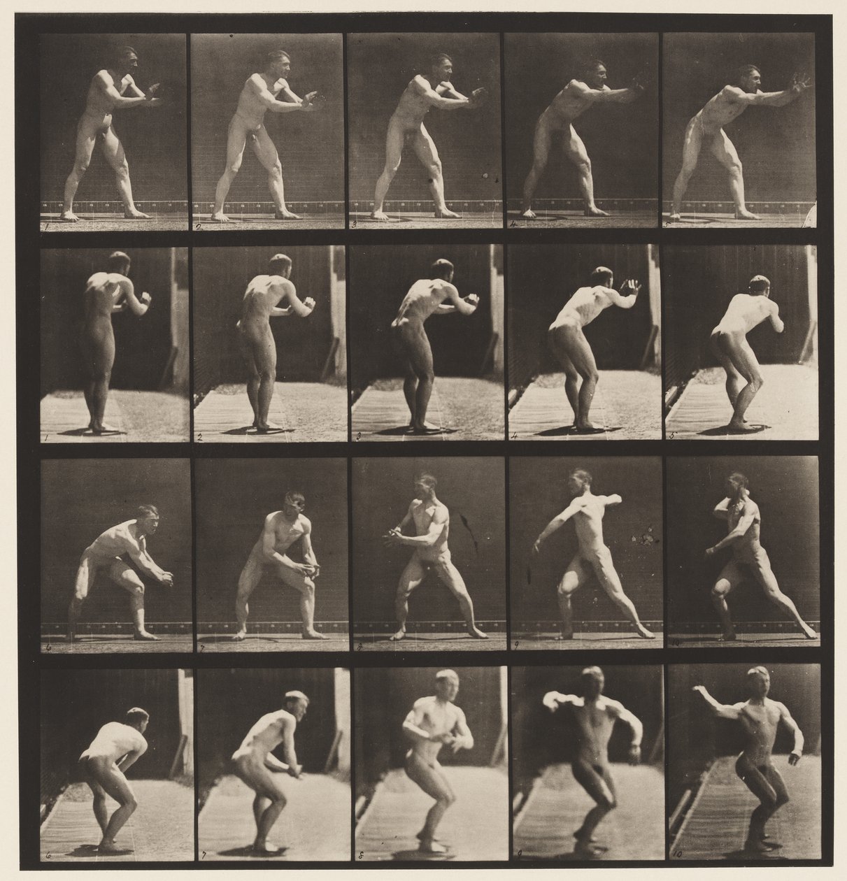 Planche 282. Base-ball; Attraper et lancer, 1885 - Eadweard Muybridge