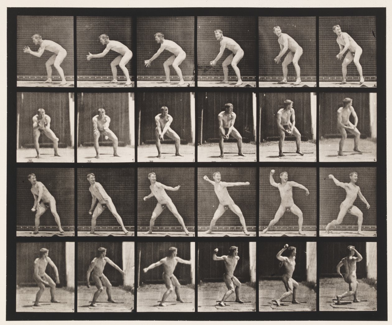 Planche 283. Base-ball ; attraper et lancer, 1885 - Eadweard Muybridge