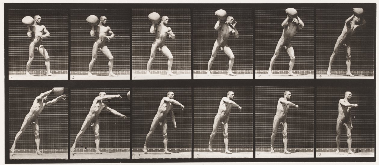 Planche 311. Soulever une pierre de 75 lb, 1885 - Eadweard Muybridge