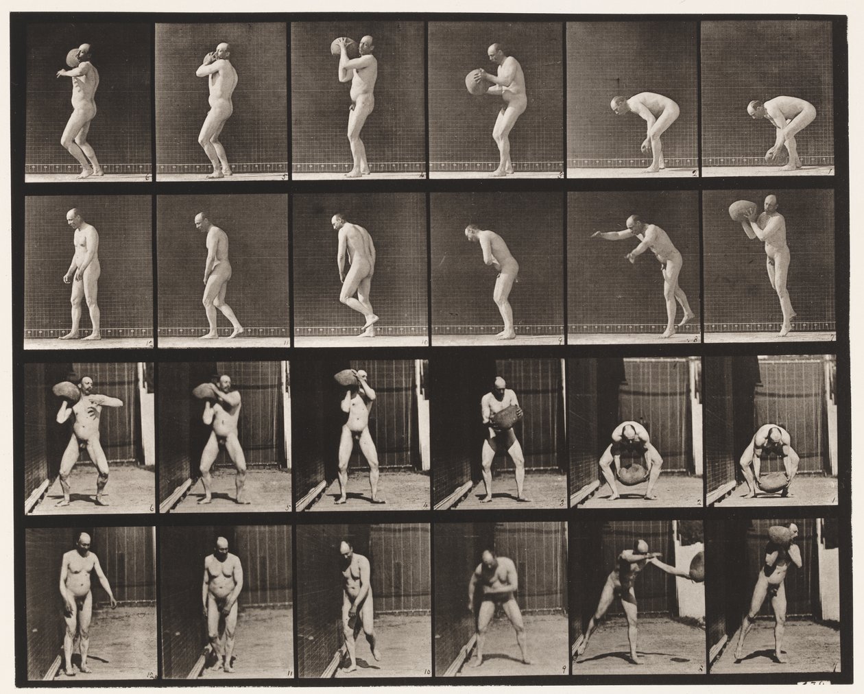 Plaque 312. Soulever une pierre de 75 lb - Eadweard Muybridge