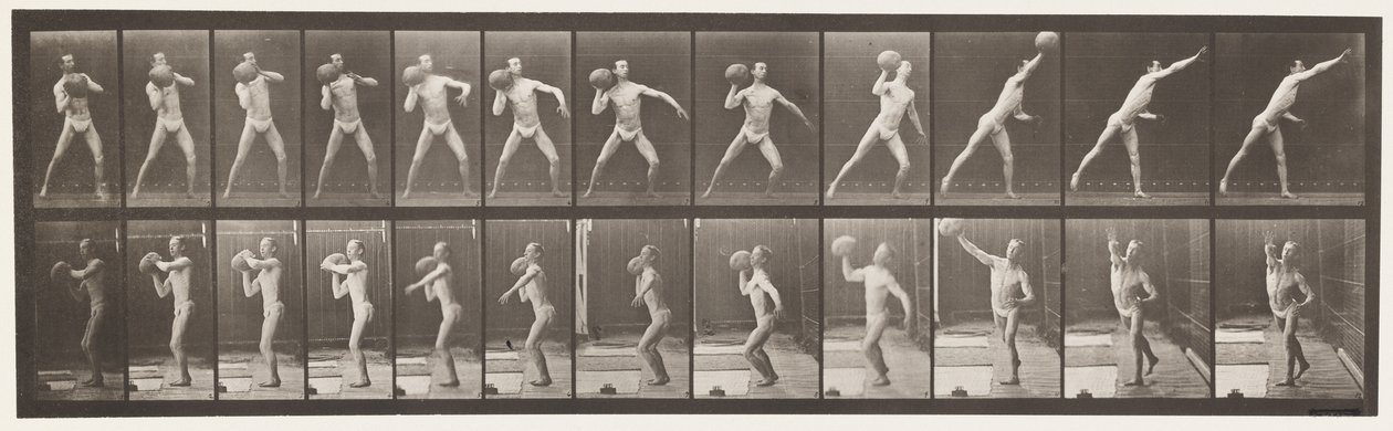 Plaque 319. Soulever une pierre de 75 lb - Eadweard Muybridge
