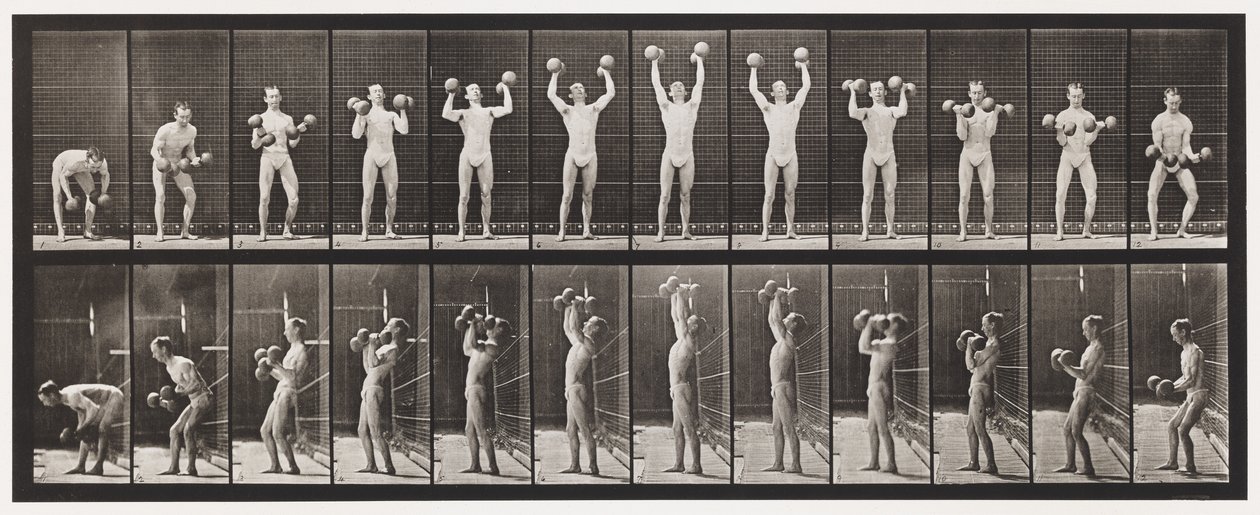 Plaque 322. Soulever et abaisser deux haltères de 50 lb - Eadweard Muybridge