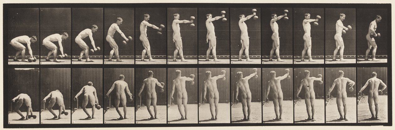 Planche 326. Soulever un haltère de 50 lb à bout de bras - Eadweard Muybridge