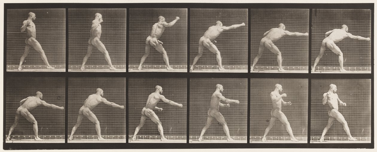 Planche 344. Donner un coup (main droite) - Eadweard Muybridge