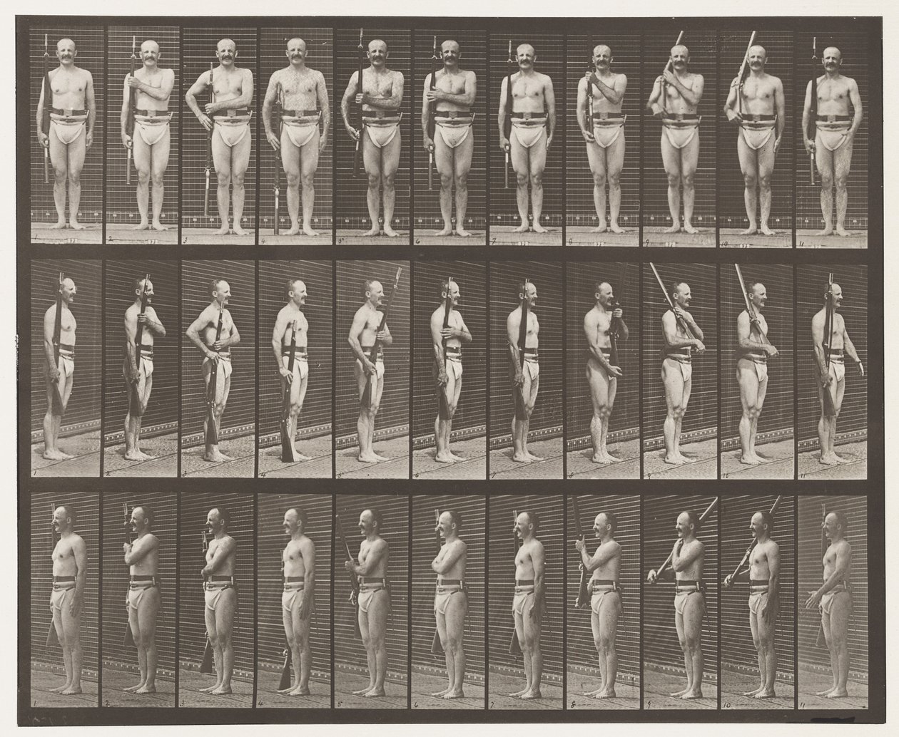 Épaule, ordre et porter les armes - Eadweard Muybridge