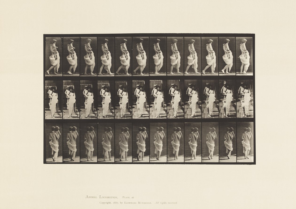 Planche 35. Marche, portant un enfant - Eadweard Muybridge