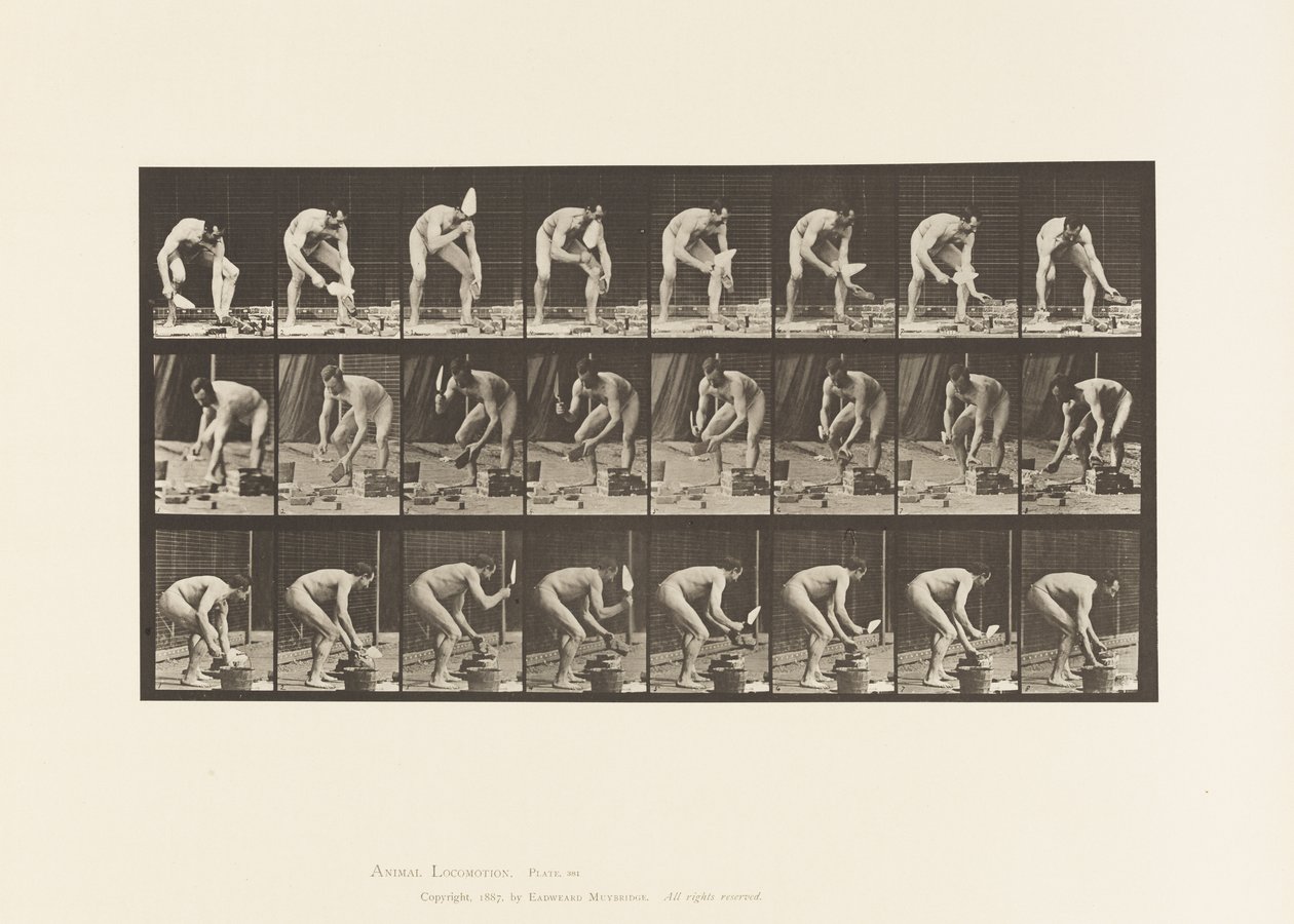 Plaque 381. Maçon, posant une brique - Eadweard Muybridge