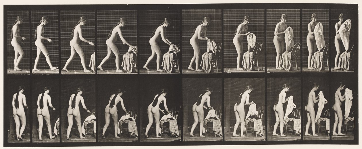 Plaque 415. Toilette, se préparer à mettre des vêtements - Eadweard Muybridge