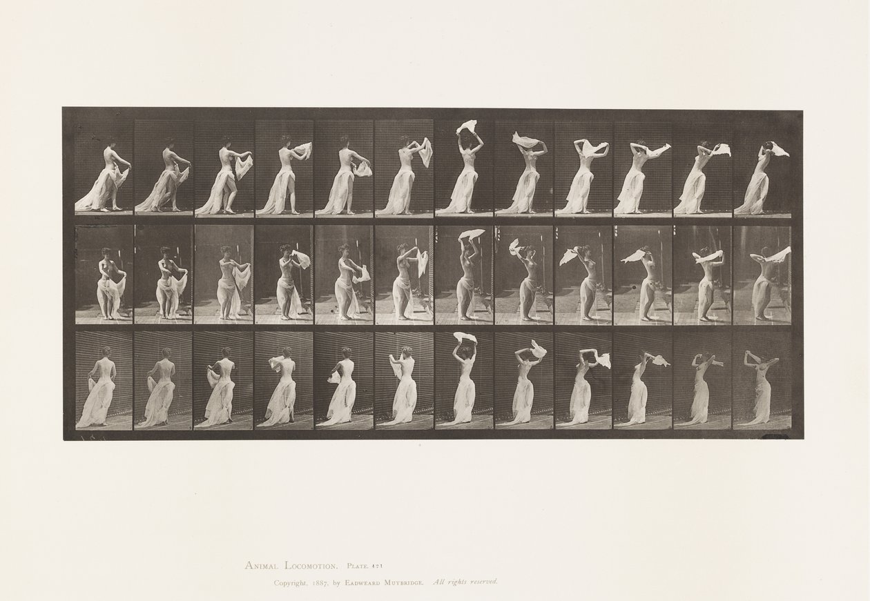 Planche 421. Toilette; jetant un mouchoir autour des épaules - Eadweard Muybridge
