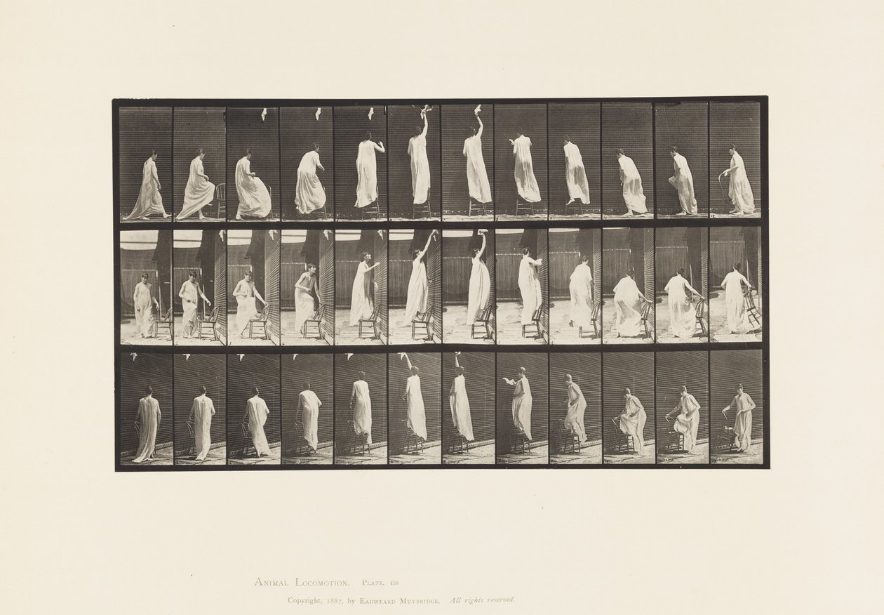 Planche 459. Montant sur une chaise, atteignant en haut et descendant, 1885 - Eadweard Muybridge