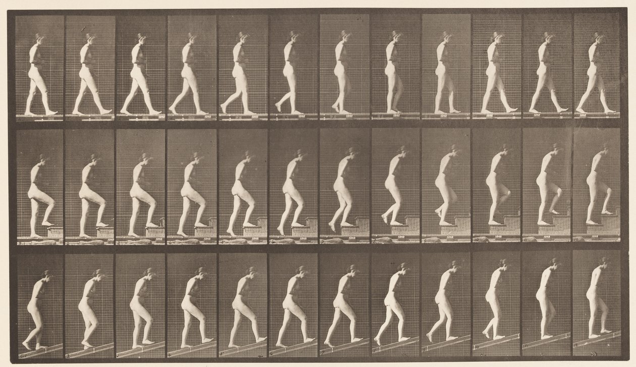 A, Marcher; B, Monter les Escaliers; C, Monter une Pente, 1872-1885 - Eadweard Muybridge