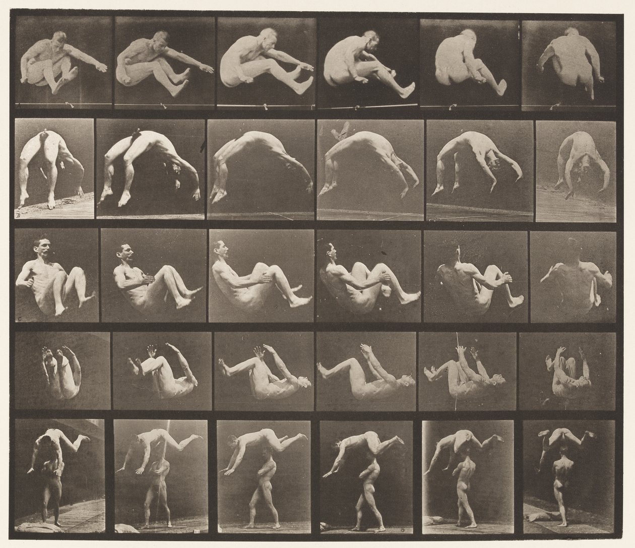 Planche 522. A, 97 Saut; B, 98 Saut périlleux; C, 98 Saut périlleux - Eadweard Muybridge