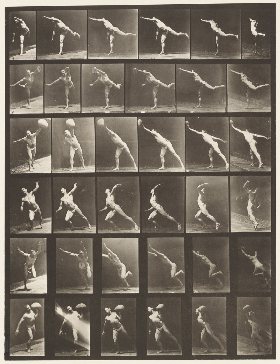 Planche 523. A, Frapper un coup; B, Lancer un disque - Eadweard Muybridge