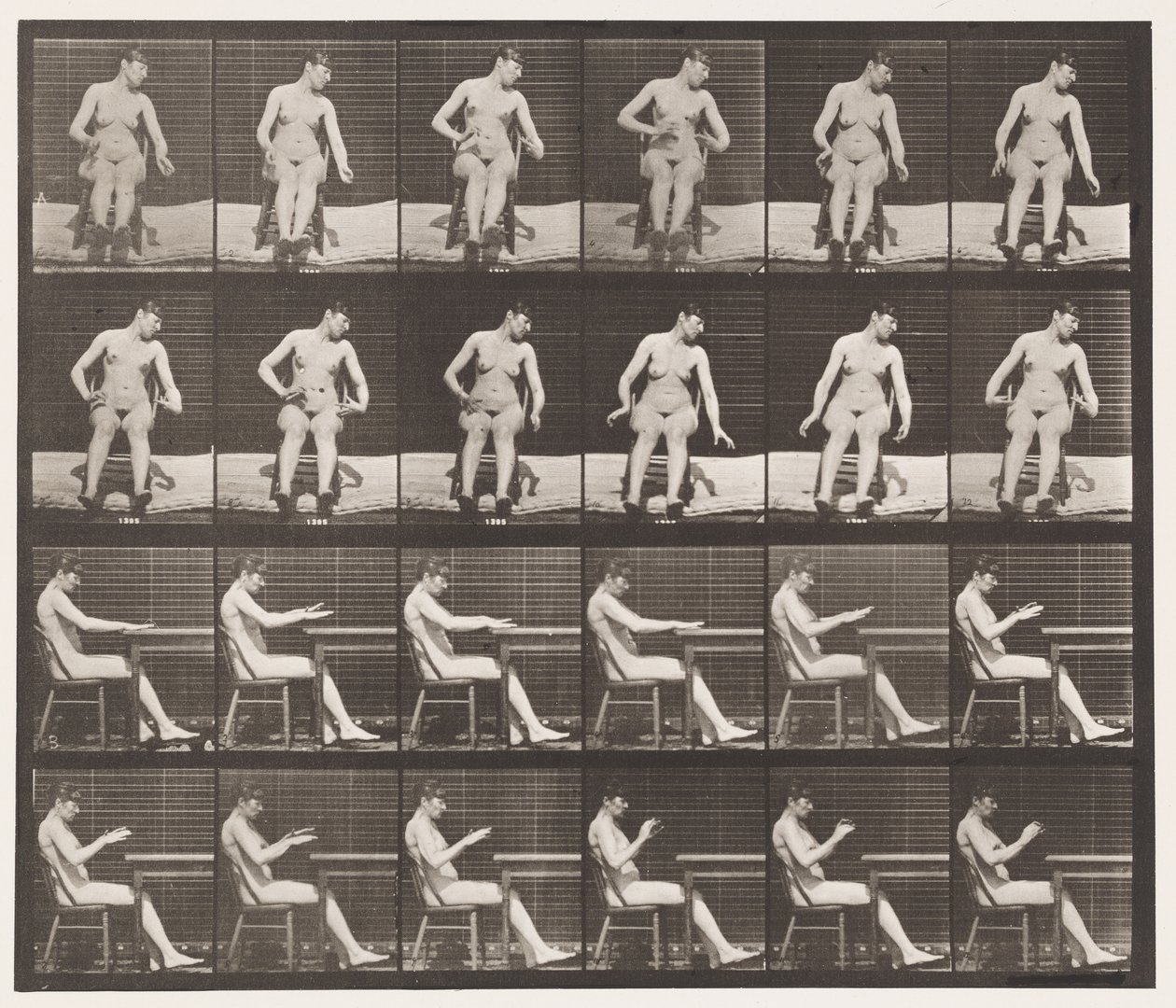 Planche 545. Convulsions induites artificiellement; A, B, en position assise - Eadweard Muybridge