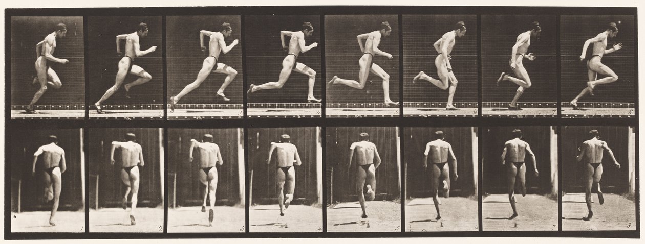 Planche 61. Courir à pleine vitesse (action imparfaite, chaussures) - Eadweard Muybridge