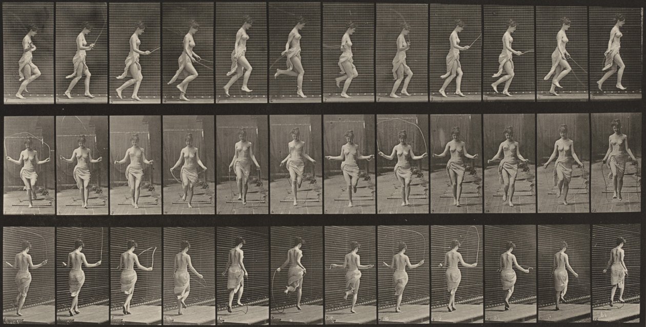 Planche numéro 174. Courir et sauter à la corde - Eadweard Muybridge