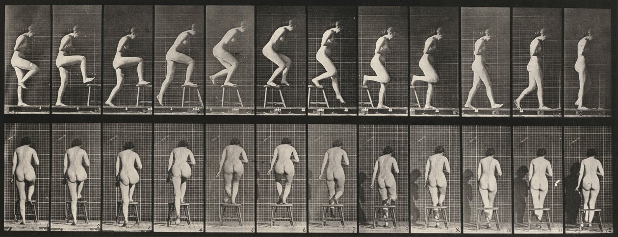 Planche numéro 180. Marcher sur et par-dessus une chaise - Eadweard Muybridge