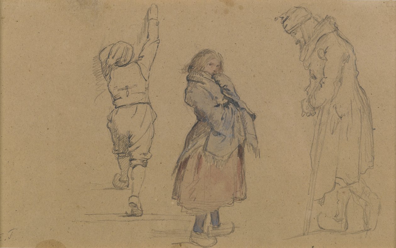 Trois figures néerlandaises, c.1852 - Eastman Johnson