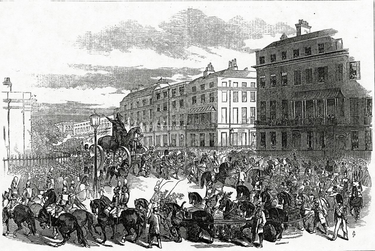 La Grande Procession de la Statue de Wellington descendant Park Lane, publié dans 